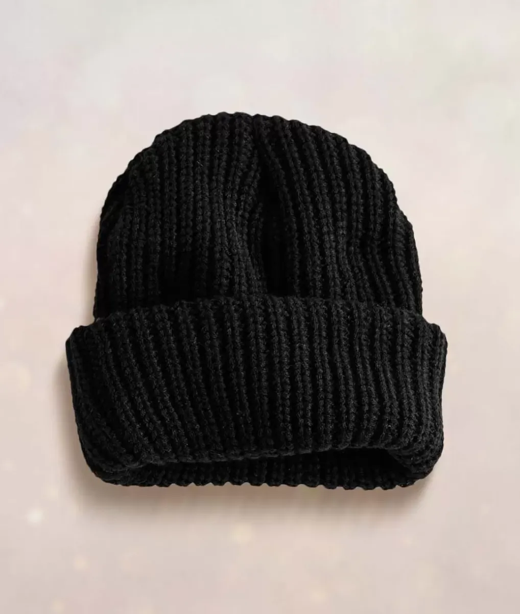 Fashion Nayked Apparel Chunky Marled Yarn And Solid Color Soft Knit Hat