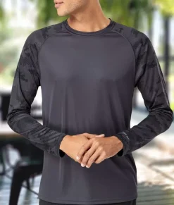 Discount Nayked Apparel Men'S Cayman Performance Upf Camo Colorblock Long Sleeve T-Shirt