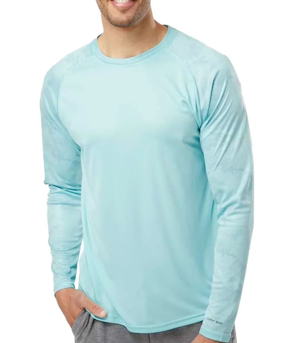 Online Nayked Apparel Men'S Cayman Performance Upf Camo Colorblock Long Sleeve T-Shirt