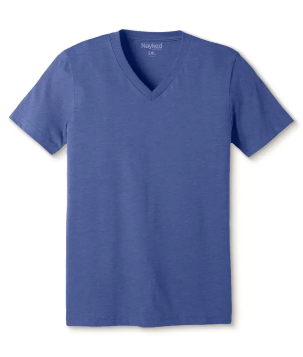 Best Nayked Apparel Men'S Classic Soft Heathered Big Short Sleeve V-Neck T-Shirt
