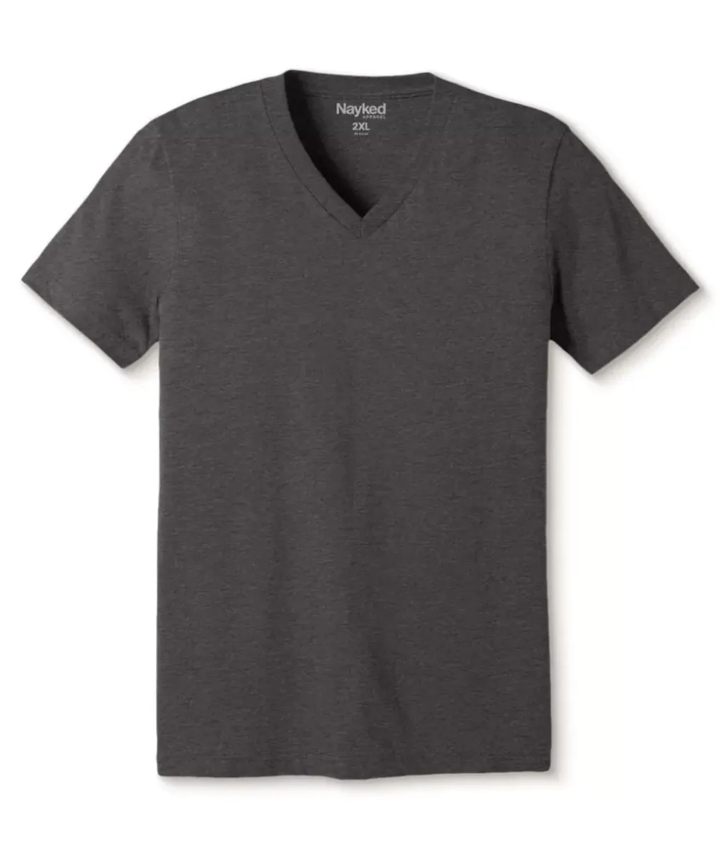 Best Nayked Apparel Men'S Classic Soft Heathered Big Short Sleeve V-Neck T-Shirt