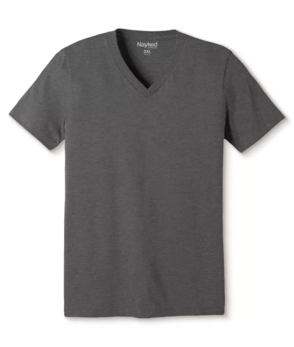 Best Nayked Apparel Men'S Classic Soft Heathered Big Short Sleeve V-Neck T-Shirt