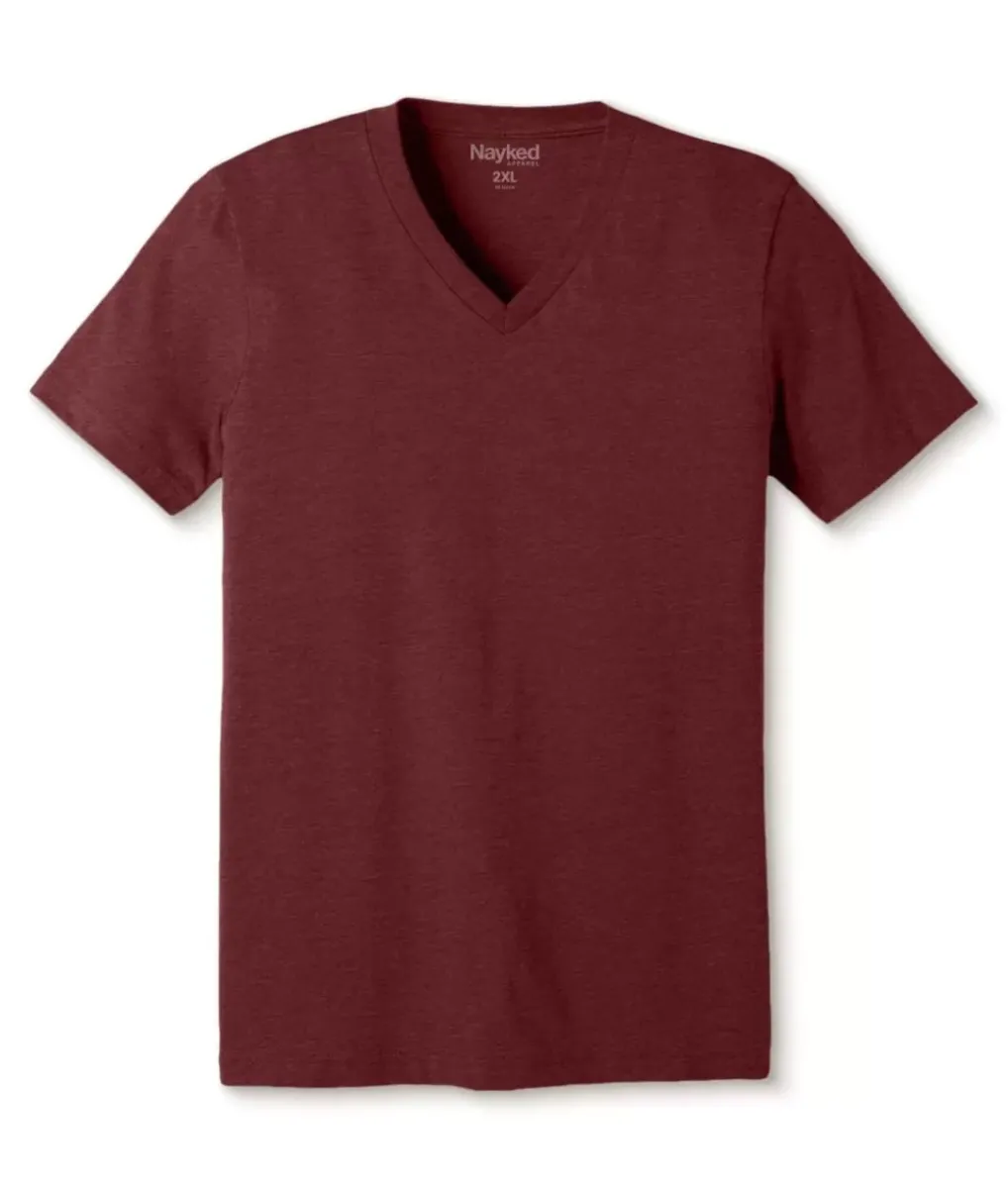 Discount Nayked Apparel Men'S Classic Soft Heathered Big Short Sleeve V-Neck T-Shirt