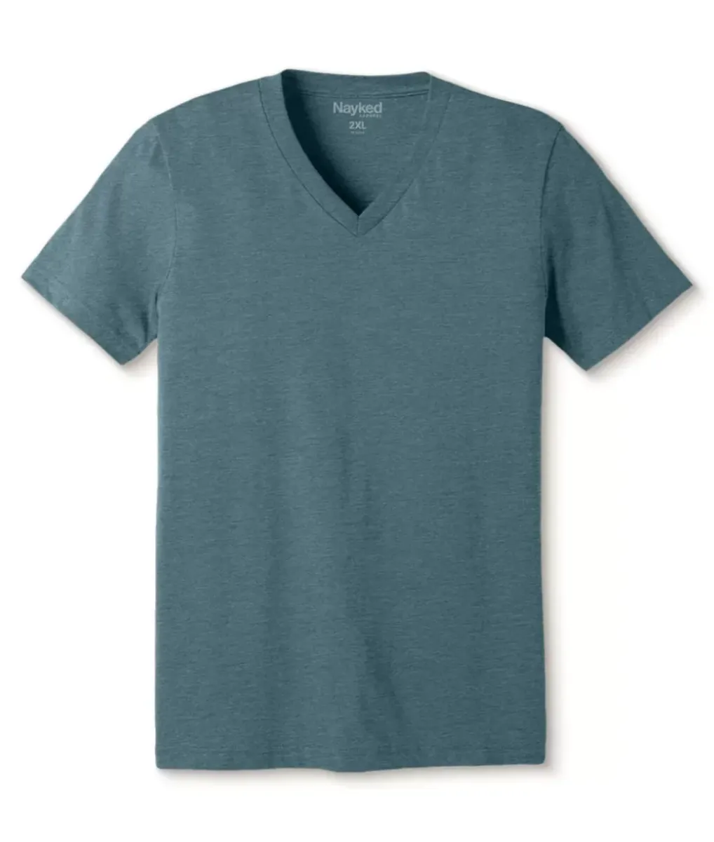 Discount Nayked Apparel Men'S Classic Soft Heathered Big Short Sleeve V-Neck T-Shirt