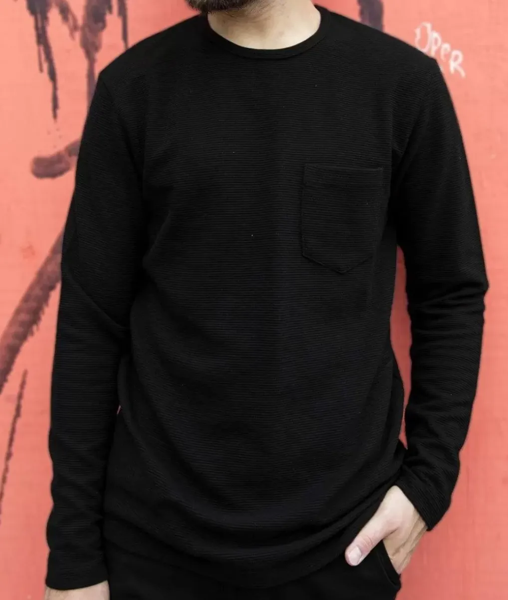 Best Nayked Apparel Men'S Long Sleeve Ottoman Rib Knit Textured Fabric Tee/Discontinued