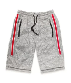 Clearance Nayked Apparel Men'S Performance Fleece Side Stripe Shorts/Discontinued Heather Grey