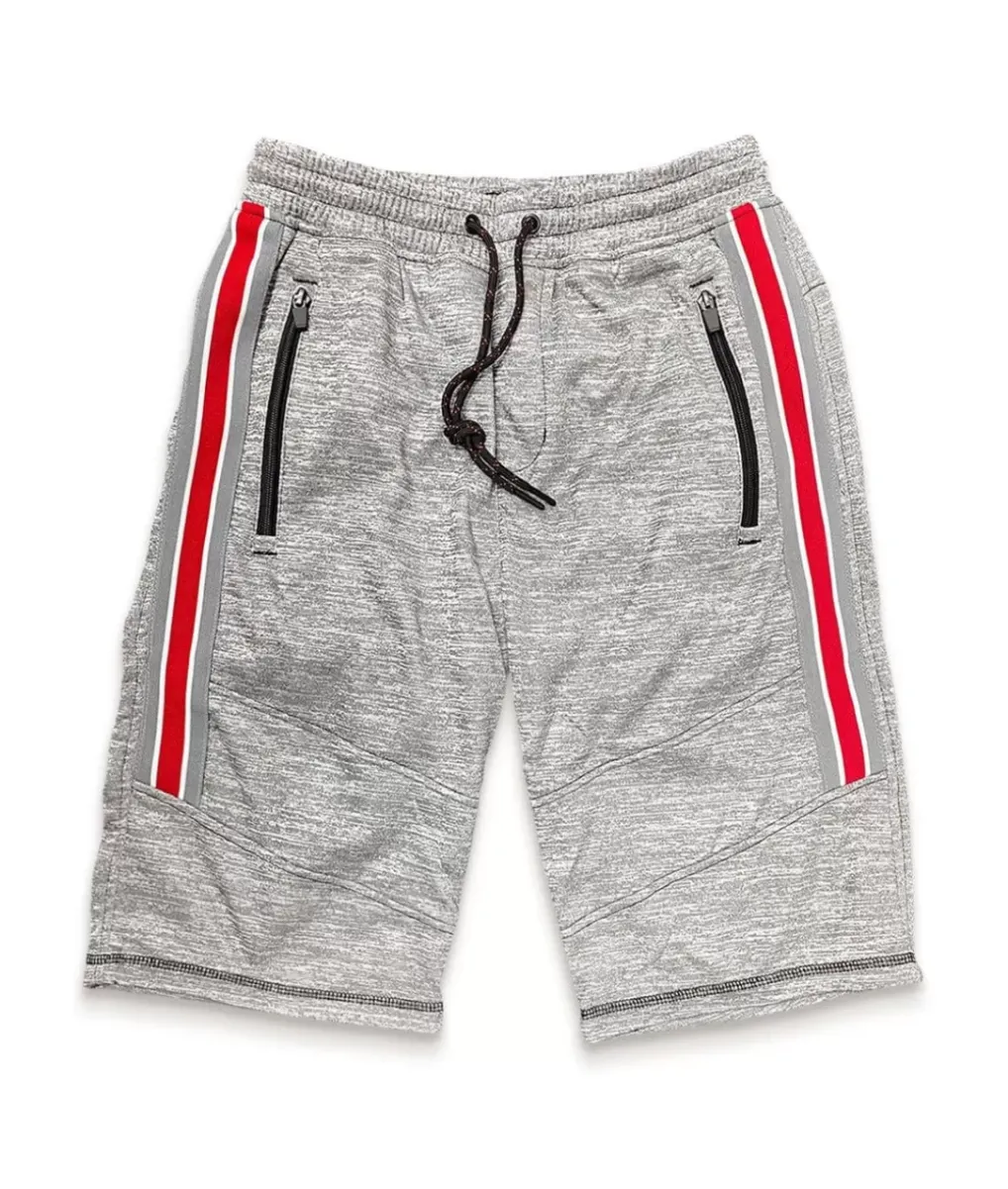 Clearance Nayked Apparel Men'S Performance Fleece Side Stripe Shorts/Discontinued Heather Grey