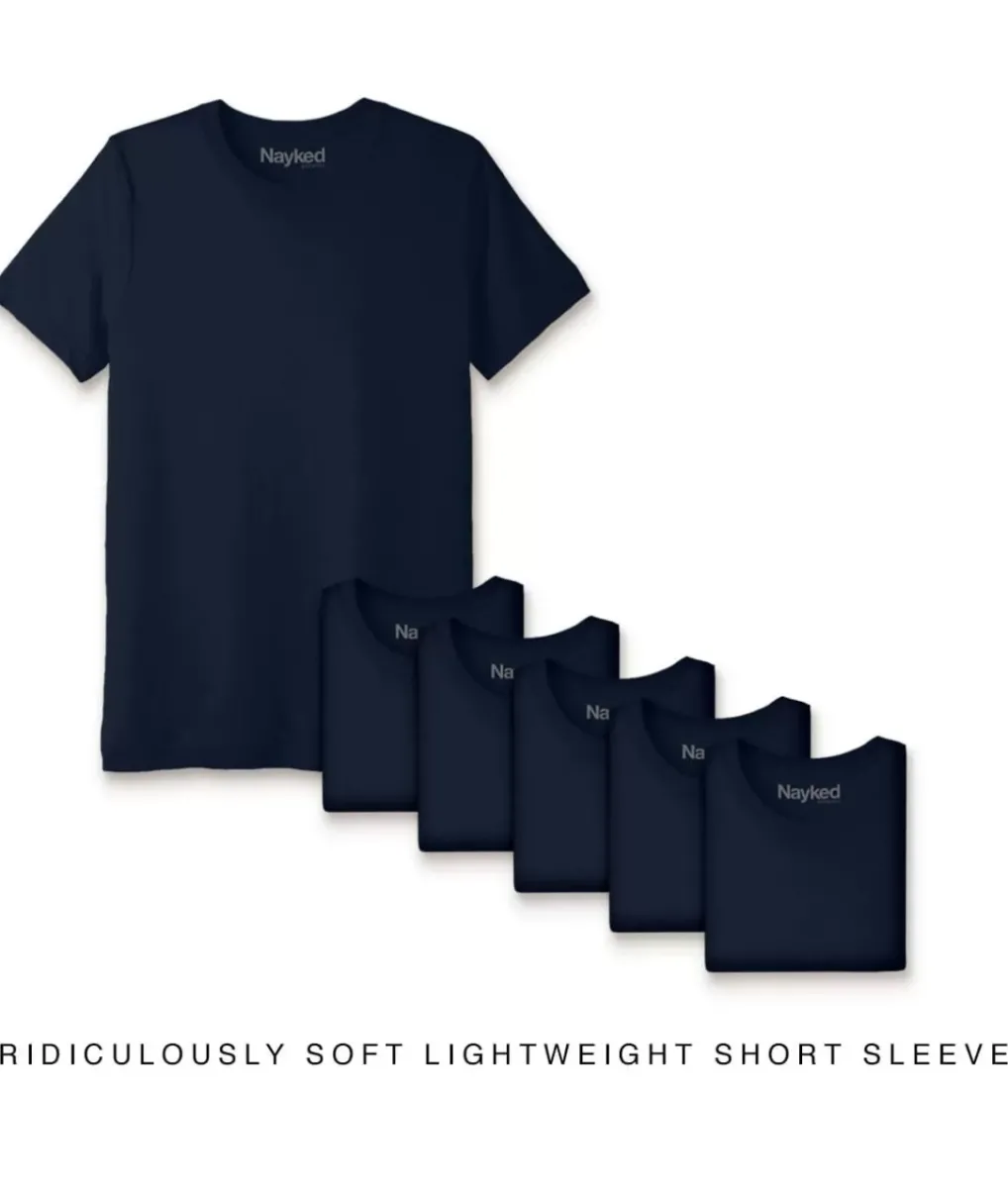 Discount Nayked Apparel Men'S 6Pk Ridiculously Soft Lightweight Crew Neck T-Shirt