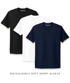 Outlet Nayked Apparel Men'S 3Pk Ridiculously Soft Short Sleeve Crew Neck 100% Cotton T-Shirt Favorites