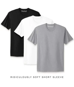 Outlet Nayked Apparel Men'S 3Pk Ridiculously Soft Short Sleeve Crew Neck 100% Cotton T-Shirt Favorites