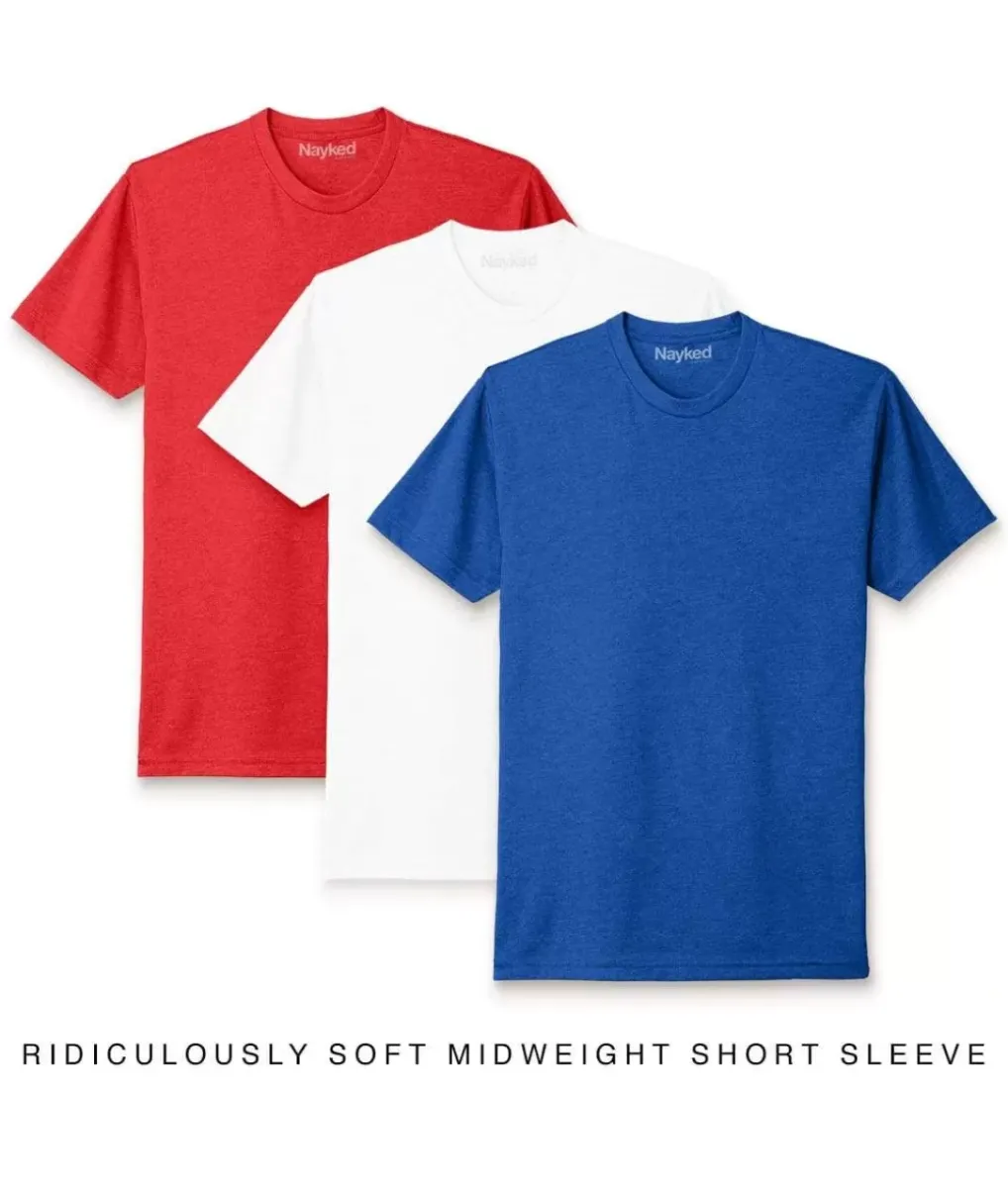 Best Nayked Apparel Men'S 3Pk Ridiculously Soft Midweight Crew T-Shirt Favorites
