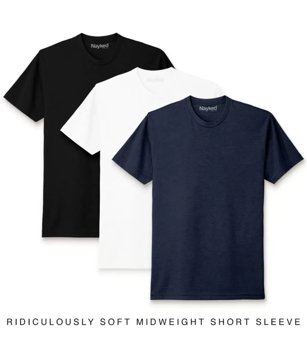 Best Nayked Apparel Men'S 3Pk Ridiculously Soft Midweight Crew T-Shirt Favorites