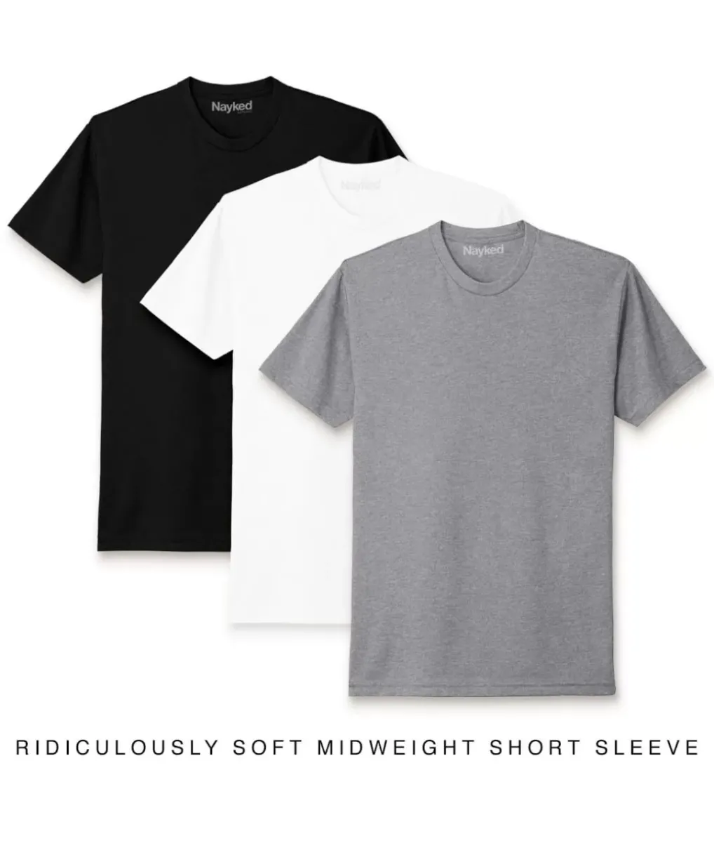 Best Nayked Apparel Men'S 3Pk Ridiculously Soft Midweight Crew T-Shirt Favorites