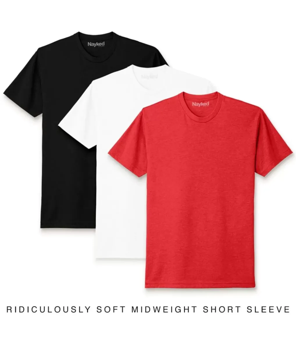 Best Nayked Apparel Men'S 3Pk Ridiculously Soft Midweight Crew T-Shirt Favorites