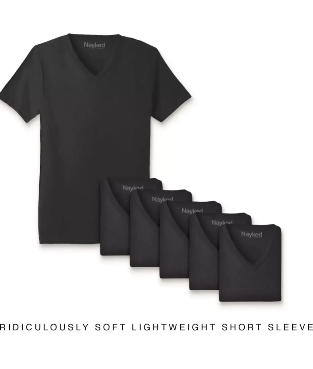 Sale Nayked Apparel Men'S 6Pk Ridiculously Soft Lightweight V-Neck T-Shirt