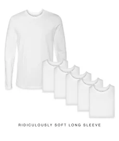 Online Nayked Apparel Men'S 6Pk Ridiculously Soft Long Sleeve 100% Cotton T-Shirt