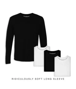 Fashion Nayked Apparel Men'S 4Pk Ridiculously Soft Long Sleeve 100% Cotton T-Shirt
