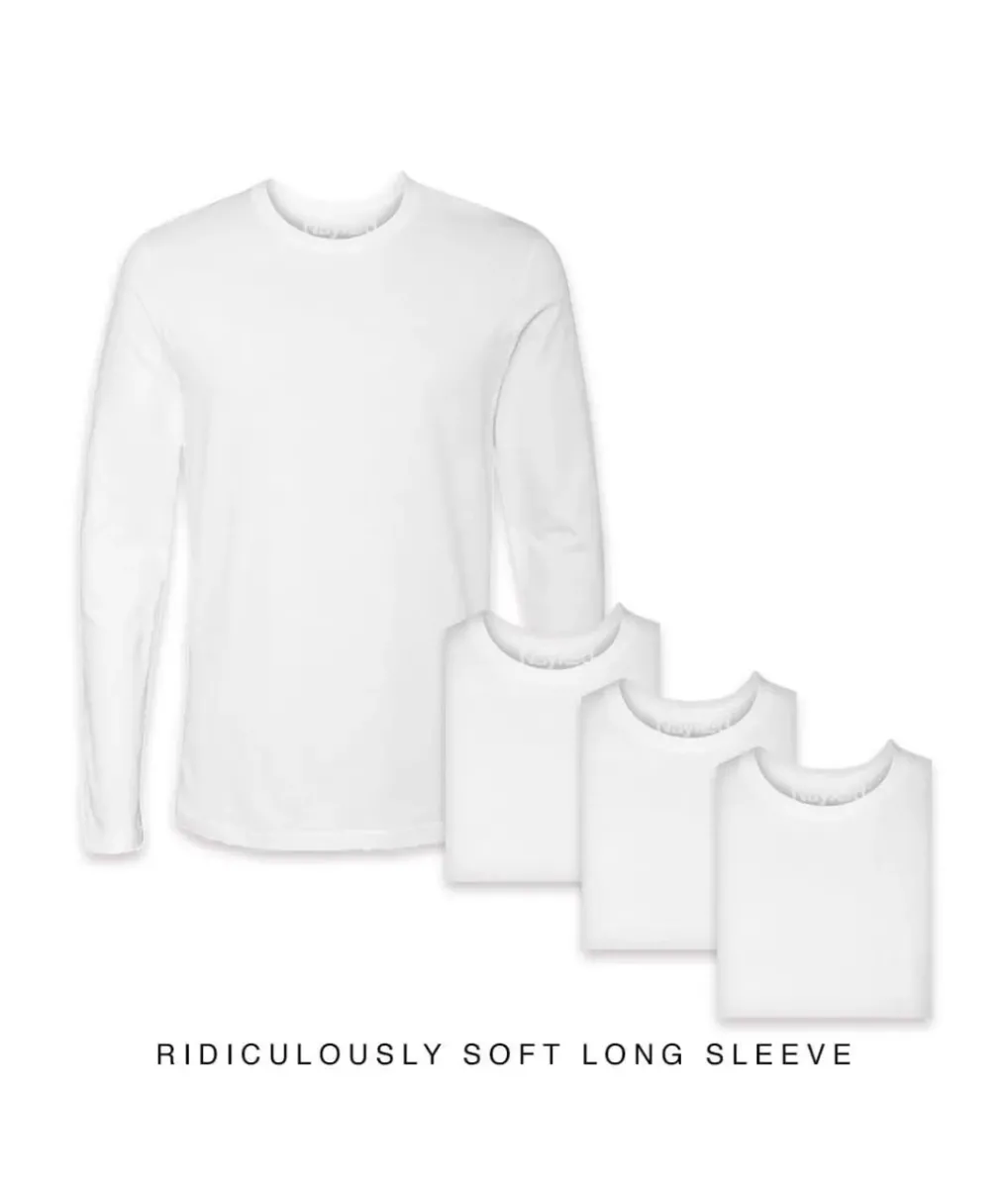 Fashion Nayked Apparel Men'S 4Pk Ridiculously Soft Long Sleeve 100% Cotton T-Shirt