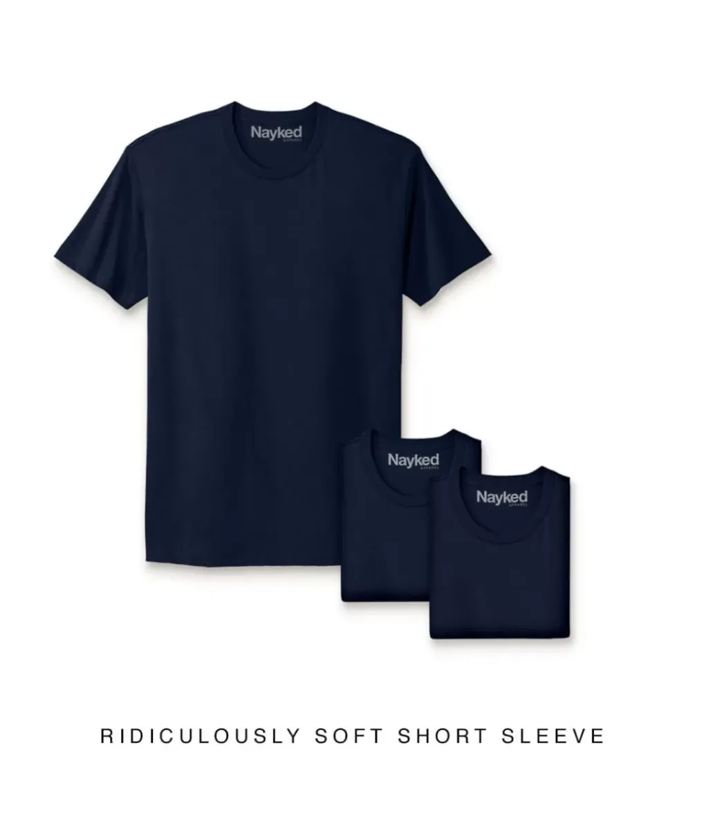 Best Nayked Apparel Men'S 3Pk Ridiculously Soft Short Sleeve Crew Neck 100% Cotton T-Shirt