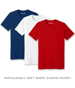 Outlet Nayked Apparel Men'S 3Pk Ridiculously Soft 100% Cotton Pocket T-Shirt Favorites
