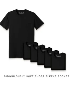 Hot Nayked Apparel Men'S 6Pk Ridiculously Soft 100% Cotton Pocket T-Shirt