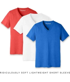 Fashion Nayked Apparel Men'S 3Pk Ridiculously Soft Lightweight V-Neck T-Shirt Favorites