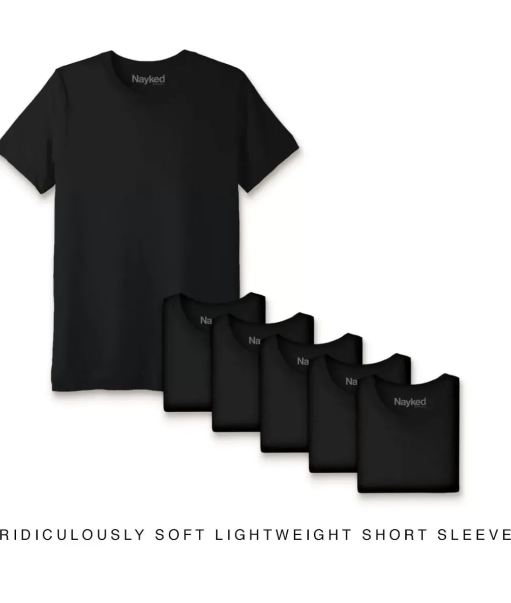 Fashion Nayked Apparel Men'S 6Pk Ridiculously Soft Lightweight Crew Neck T-Shirt