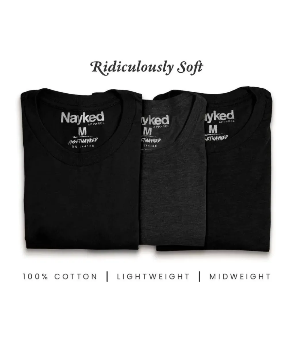 Best Nayked Apparel Men'S 3Pk Tri-Nayked Short Sleeve Crew Neck T-Shirts