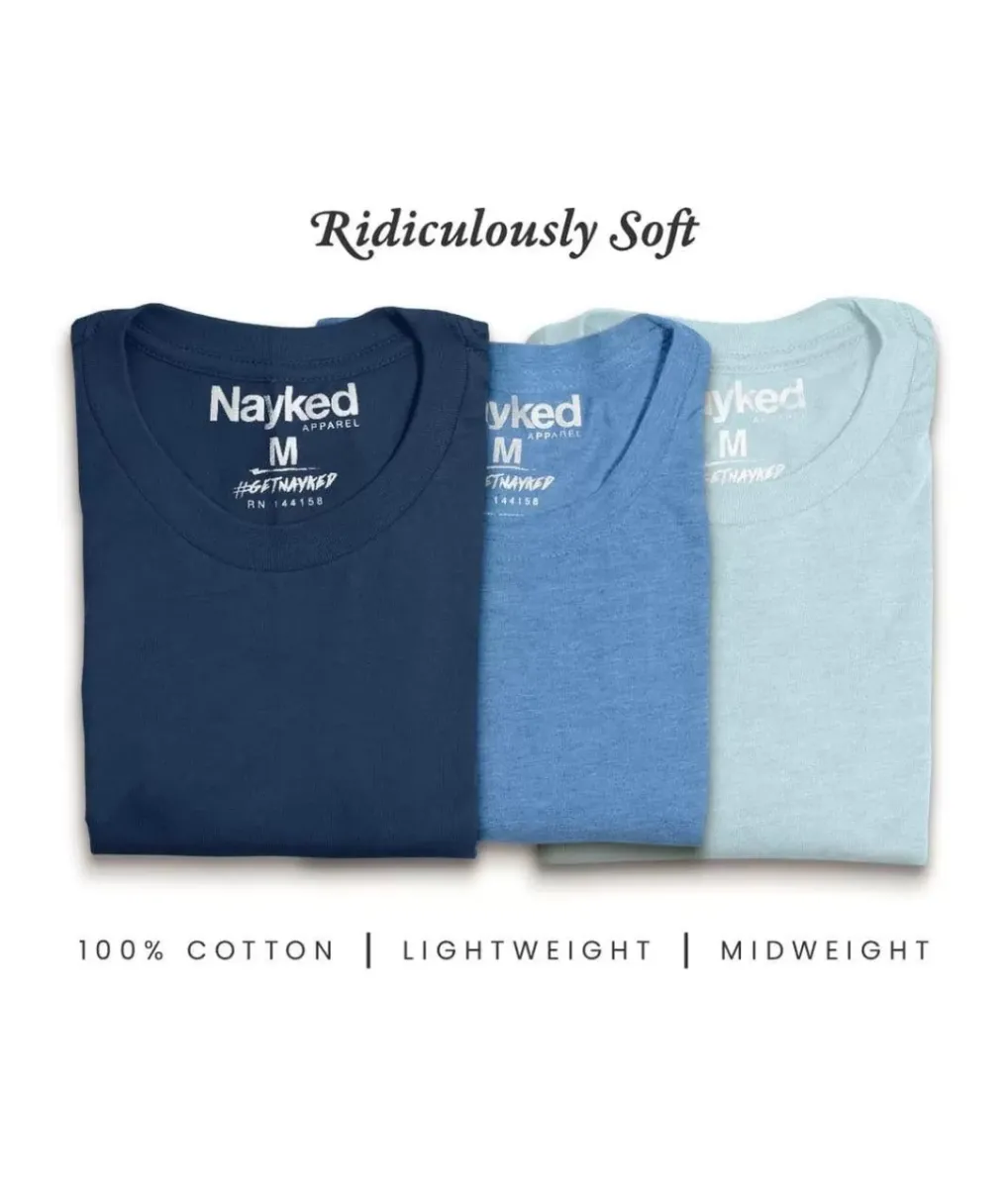 Best Nayked Apparel Men'S 3Pk Tri-Nayked Short Sleeve Crew Neck T-Shirts