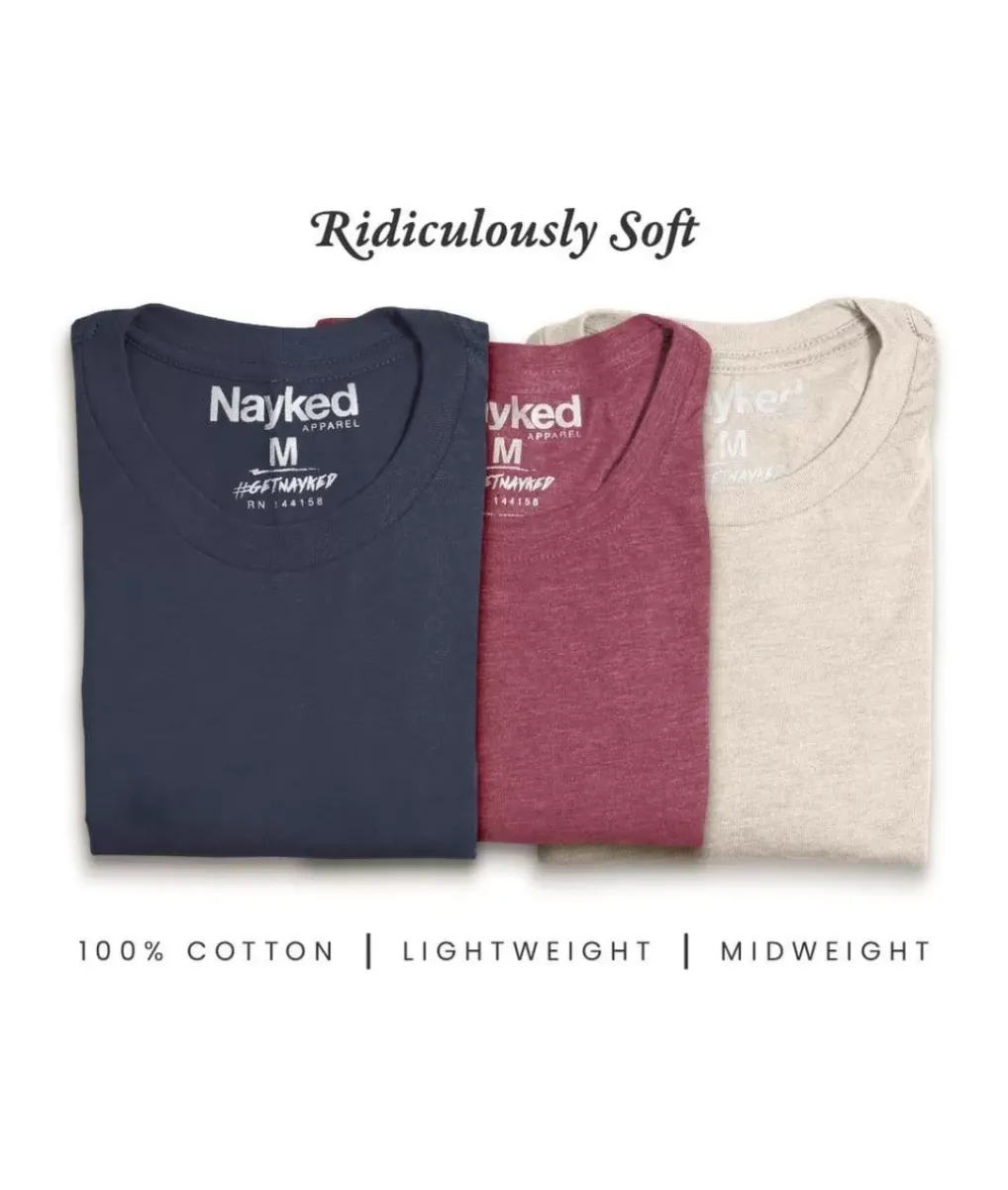 Best Nayked Apparel Men'S 3Pk Tri-Nayked Short Sleeve Crew Neck T-Shirts