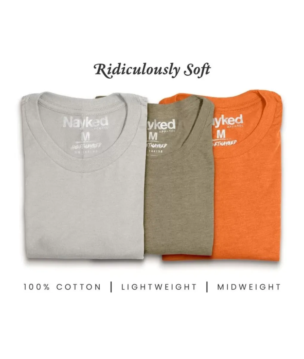 Best Nayked Apparel Men'S 3Pk Tri-Nayked Short Sleeve Crew Neck T-Shirts