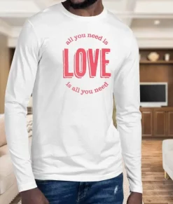 Outlet Nayked Apparel Men'S Ridiculously Soft Cotton Long Sleeve Graphic Tee | All You Need Is Love