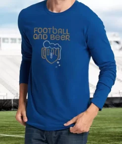 New Nayked Apparel Men'S Ridiculously Soft Cotton Long Sleeve Graphic Tee | Football And Beer