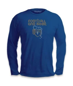 Online Nayked Apparel Men'S Ridiculously Soft Cotton Long Sleeve Graphic Tee | Football And Beer
