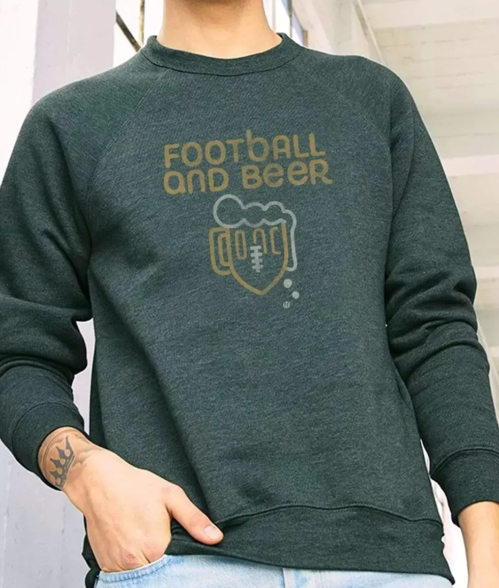 Best Nayked Apparel Men'S Ridiculously Soft Fleece Graphic Pullover Sweatshirt | Football And Beer