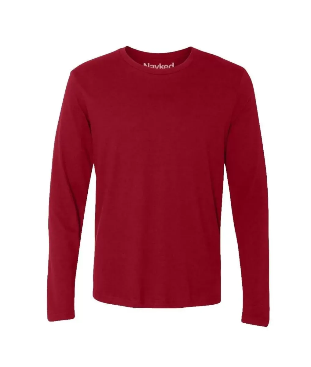 New Nayked Apparel Men'S Ridiculously Soft Long Sleeve 100% Cotton T-Shirt