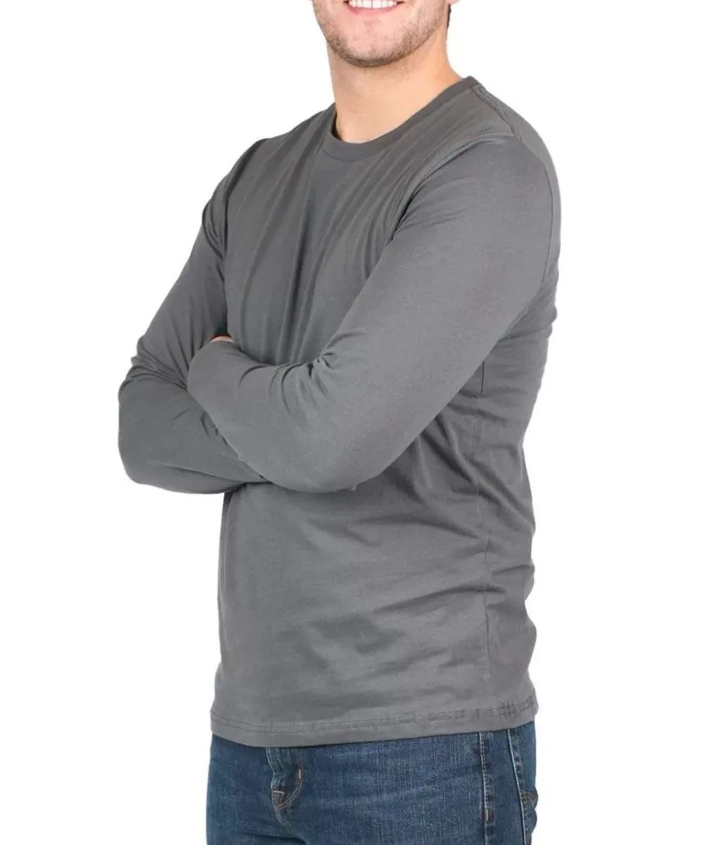 New Nayked Apparel Men'S Ridiculously Soft Long Sleeve 100% Cotton T-Shirt