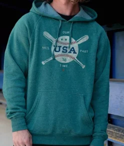 Online Nayked Apparel Men'S Ridiculously Soft Midweight Raglan Hooded Sweatshirt | Vintage Baseball Graphic