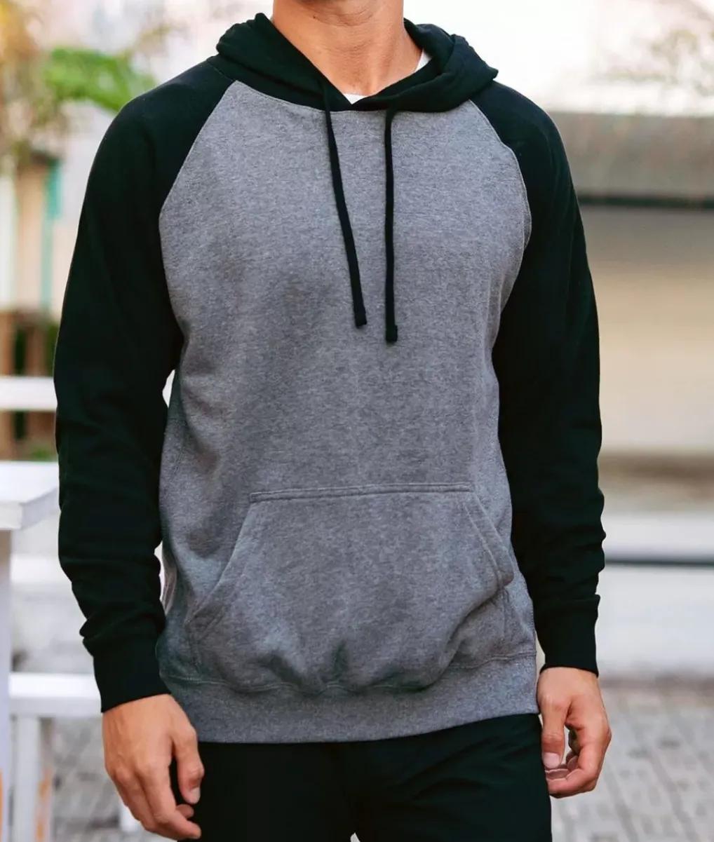 Fashion Nayked Apparel Men'S Ridiculously Soft Midweight Raglan Colorblocked Hooded Sweatshirt
