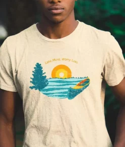 Online Nayked Apparel Men'S Ridiculously Soft Midweight Graphic Tee | Lake More Worry Less