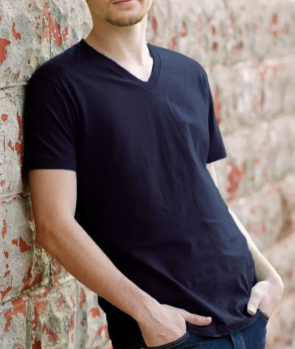 Sale Nayked Apparel Men'S Ridiculously Soft Short Sleeve V-Neck 100% Cotton Shirt