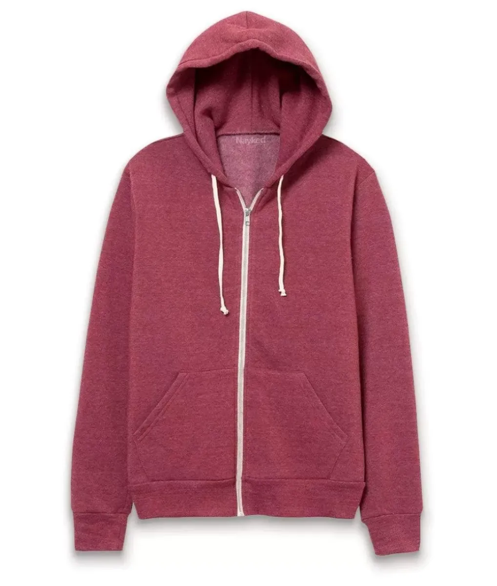 New Nayked Apparel Men'S Ridiculously Soft Vintage Recycled Fleece Full-Zip Hoodie