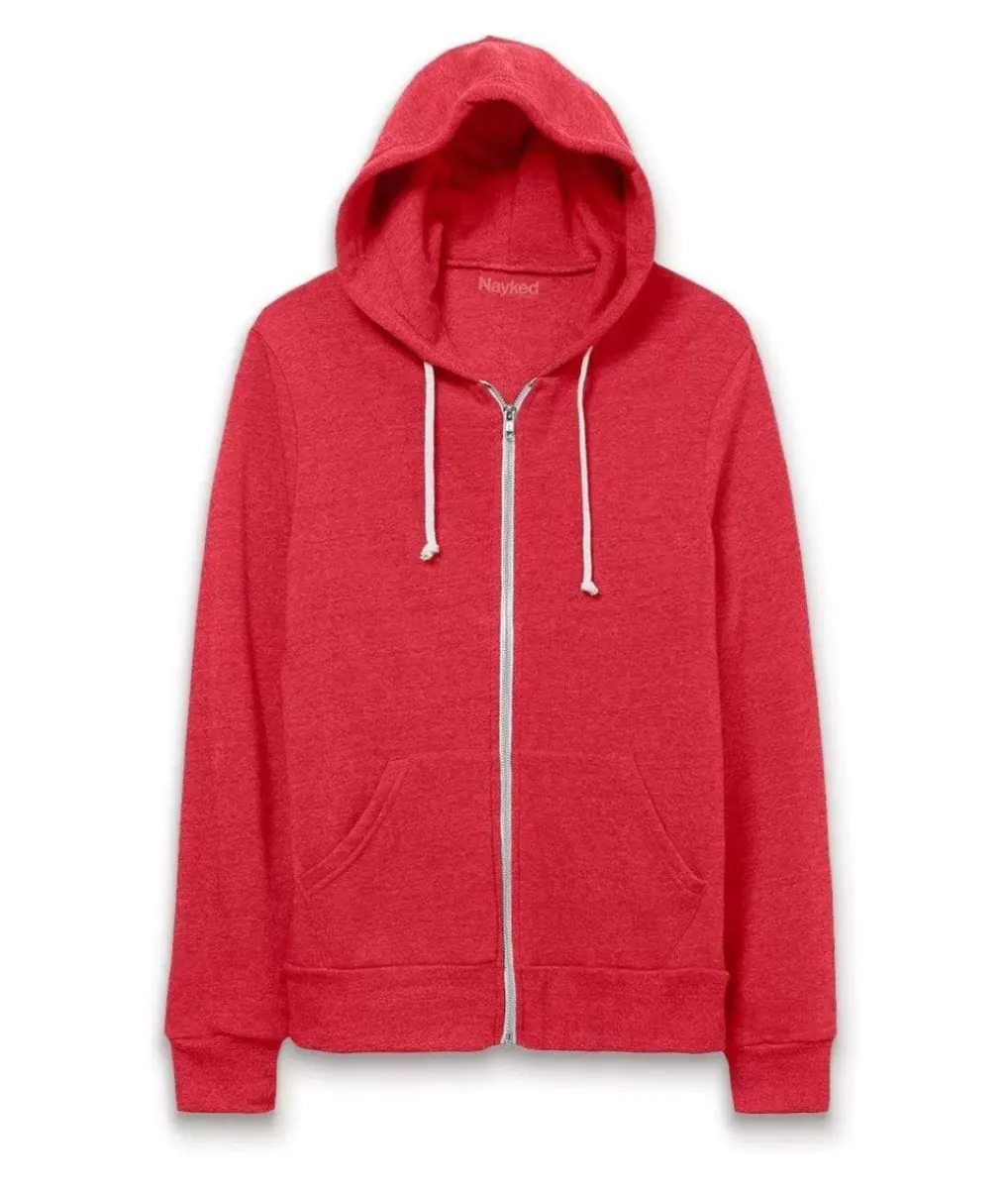 New Nayked Apparel Men'S Ridiculously Soft Vintage Recycled Fleece Full-Zip Hoodie