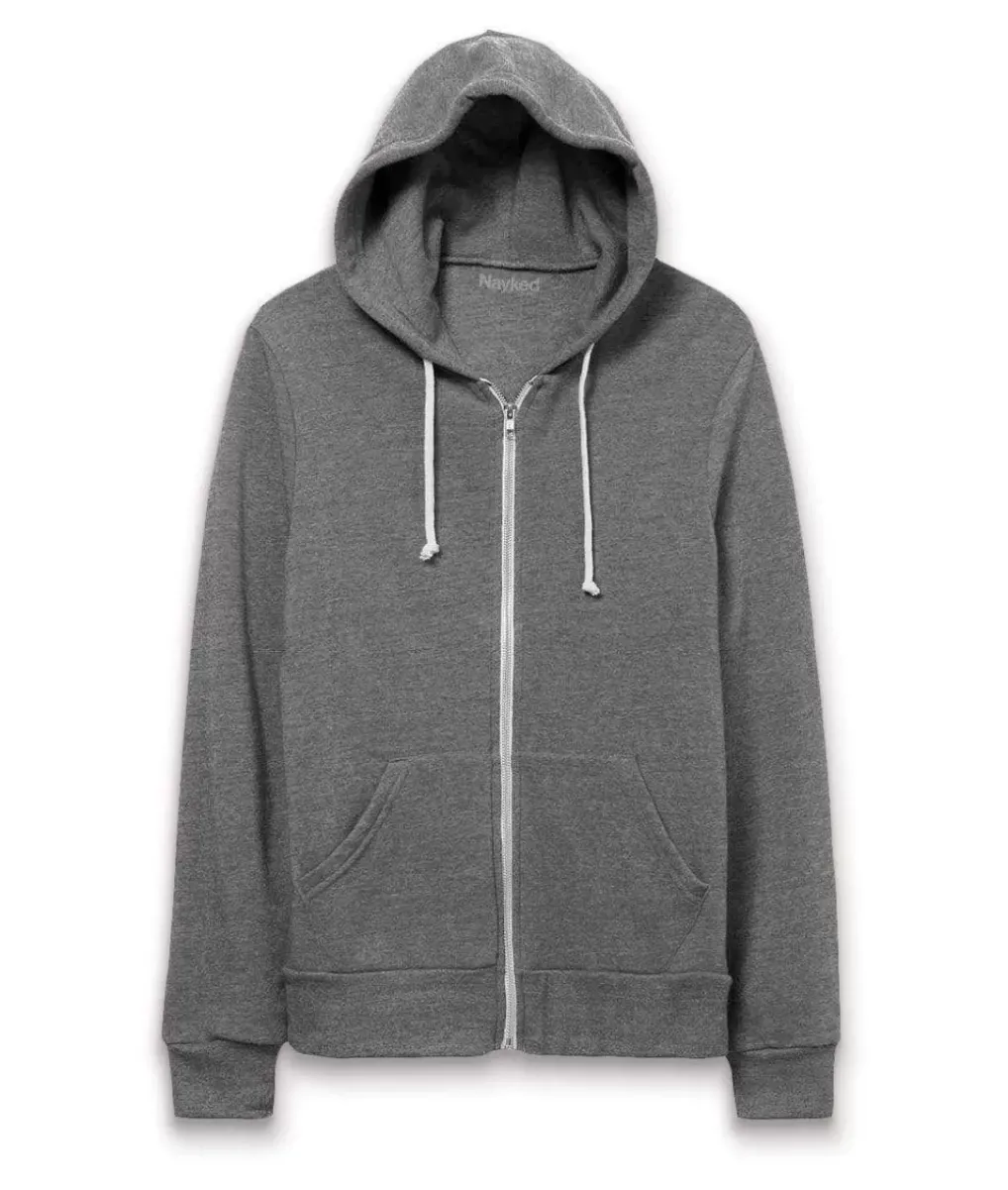 New Nayked Apparel Men'S Ridiculously Soft Vintage Recycled Fleece Full-Zip Hoodie