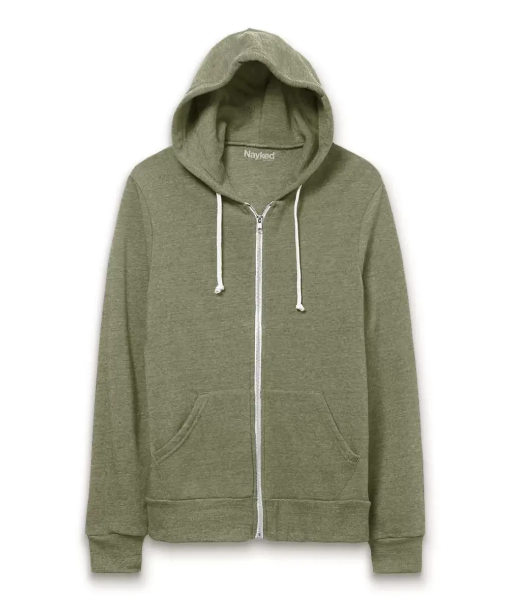 Hot Nayked Apparel Men'S Ridiculously Soft Vintage Recycled Fleece Full-Zip Hoodie