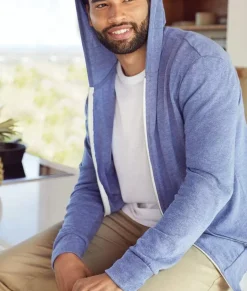 Online Nayked Apparel Men'S Ridiculously Soft Vintage Recycled Full-Zip Hooded T-Shirt