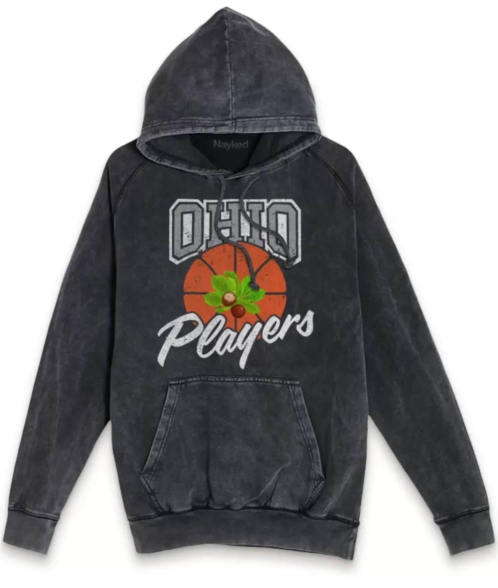 Online Nayked Apparel Men'S Vintage Raglan Graphic Hoodie | Ohio Players (Buckeye Leaf) Vintage Black