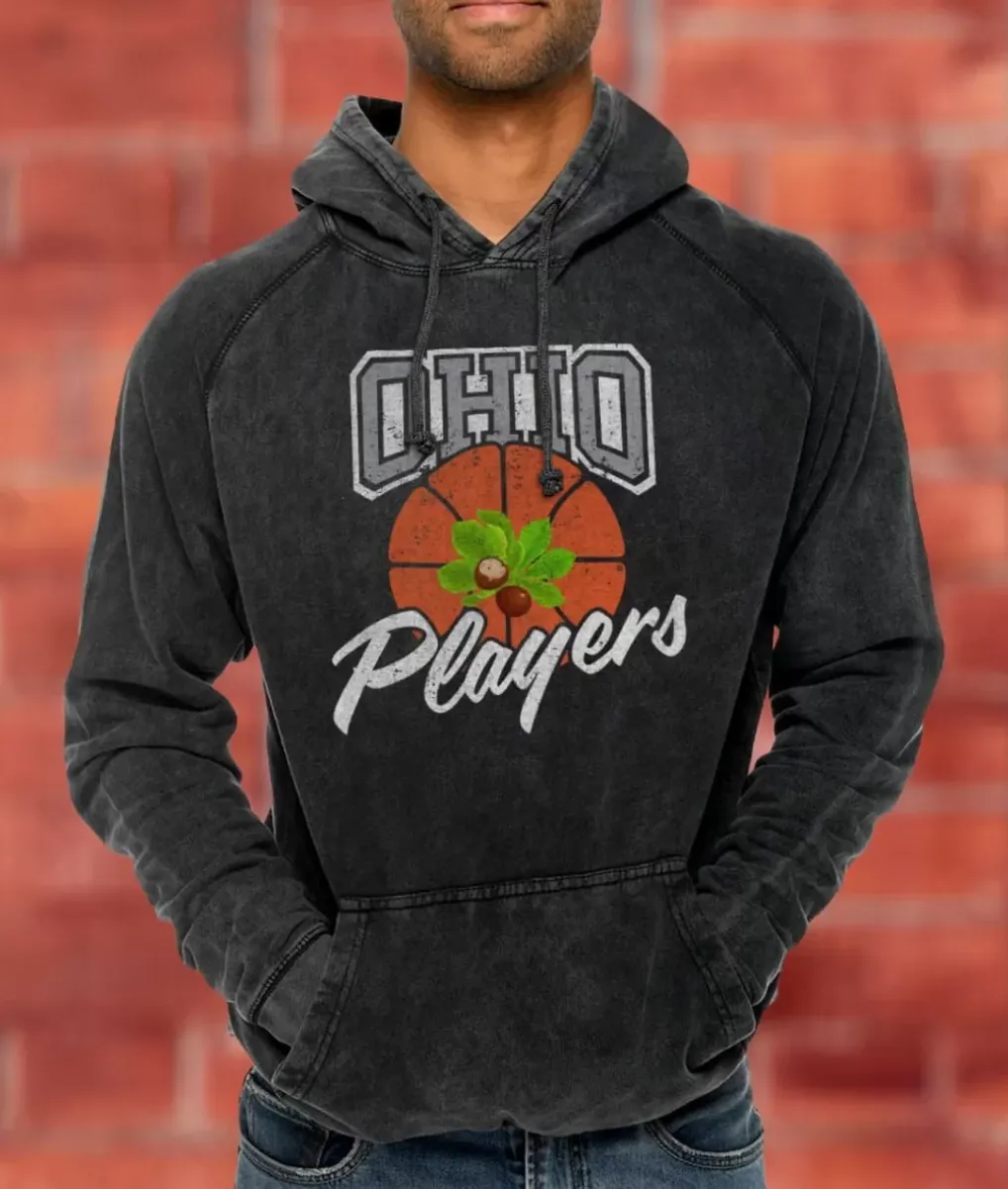Discount Nayked Apparel Men'S Vintage Raglan Graphic Hoodie | Ohio Players (Buckeye Leaf) Vintage Black
