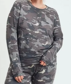 Outlet Nayked Apparel Real Women'S Plus Earth Print Pullover/Discontinued Camo