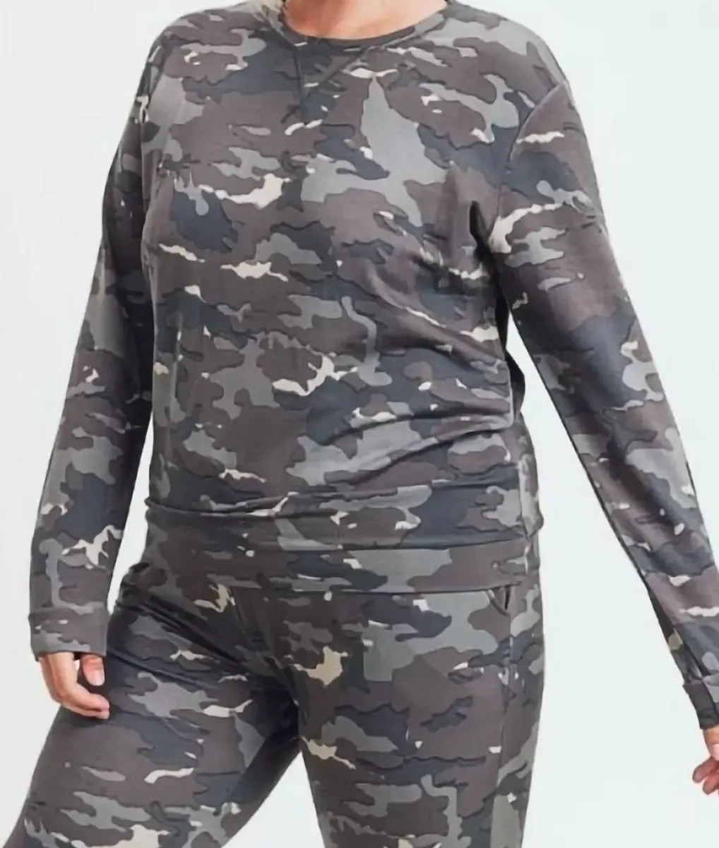 Online Nayked Apparel Real Women'S Plus Earth Print Pullover/Discontinued Camo